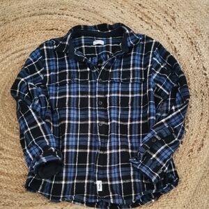 NWOTFrank & Oak womens blue/ black plaidbutton up cozycore unisex shaket.Size XL